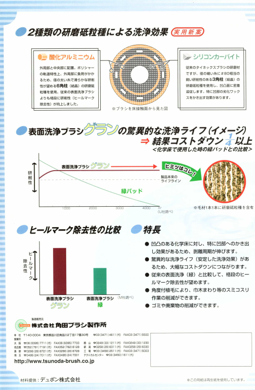 角田ブラシ:タイネックスA表面洗浄ブラシグラン 13インチ P付